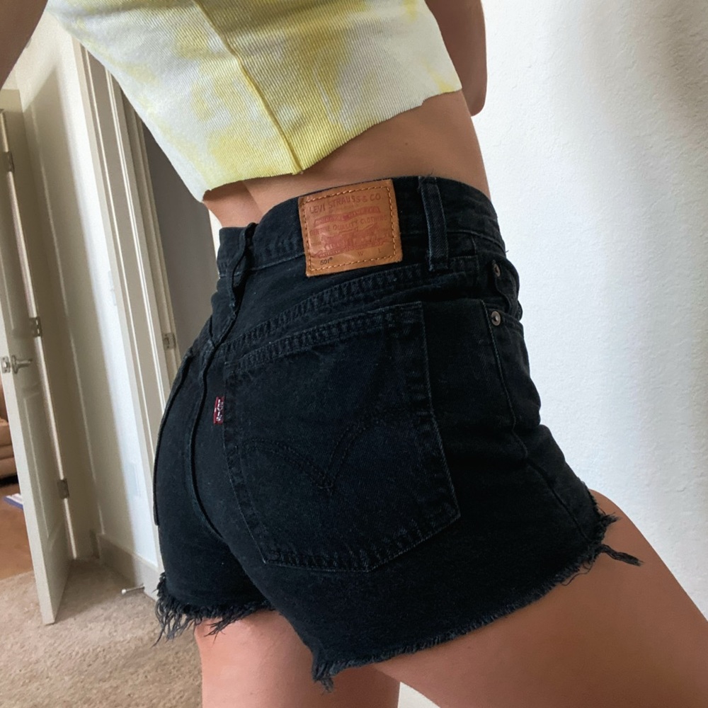 Levi 501 Black Denim Shorts